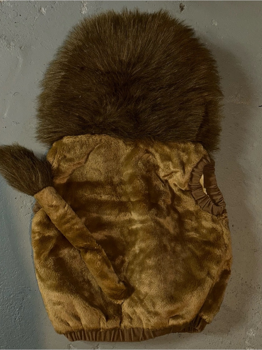 Kids Brown Lion Costume Hooded Vest with Tail - Picture 2 of 3